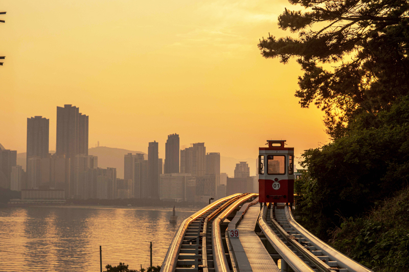 Breathtaking sunset view from the Sky Capsule in Busan