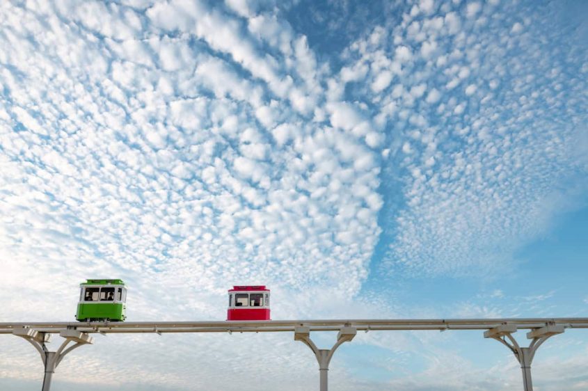 Sky train rides in Korea with scenic views.