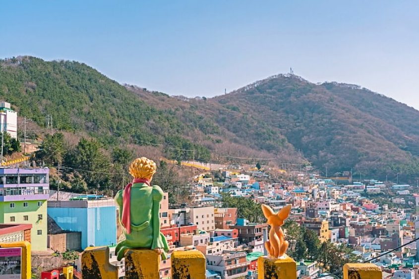 Busan skyline sunset from Sky Capsule Old Town tour